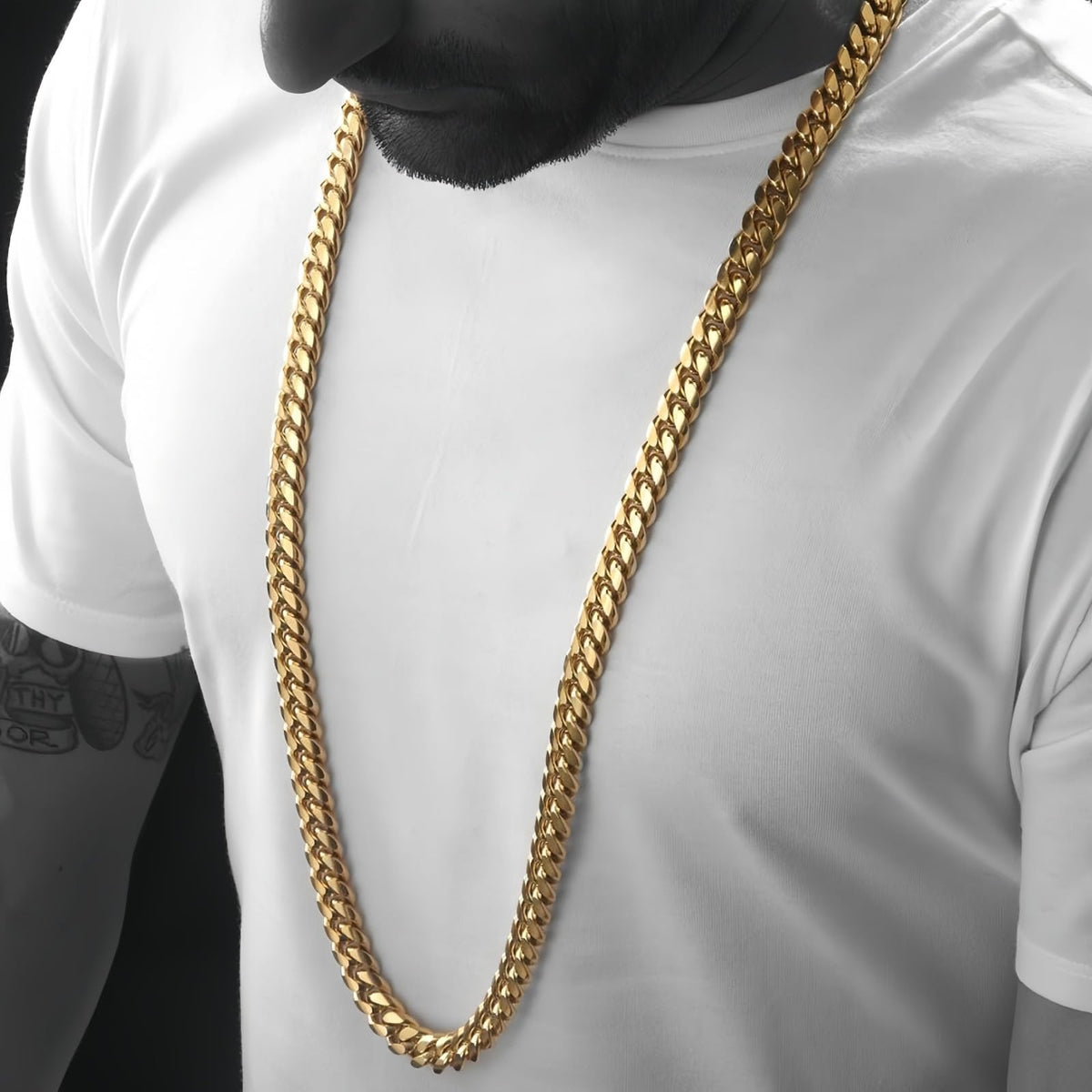 15mm 18k Gold Stainless Steel Cuban Link Chain L540208