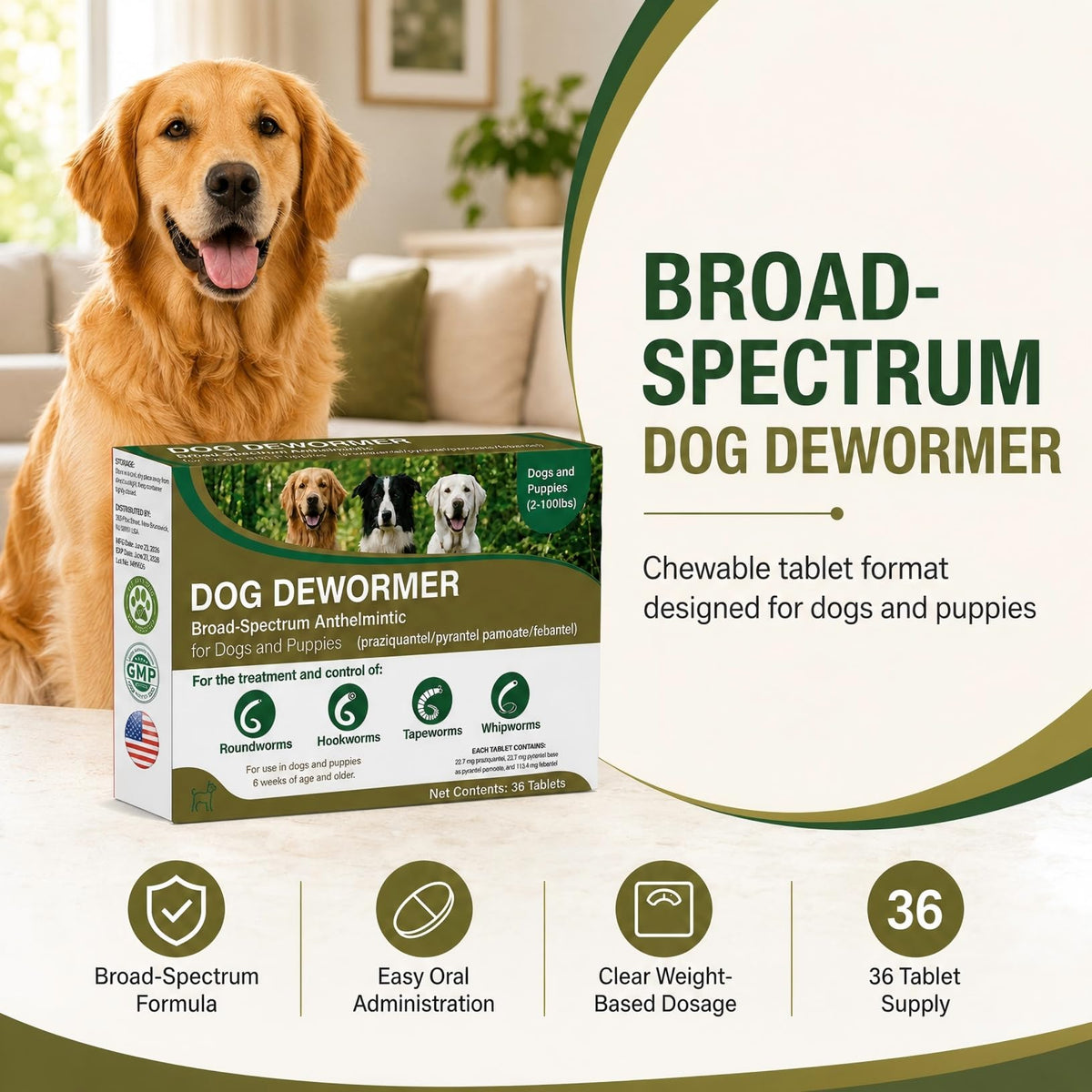 Dog Dewormer 36 Tablets U5030