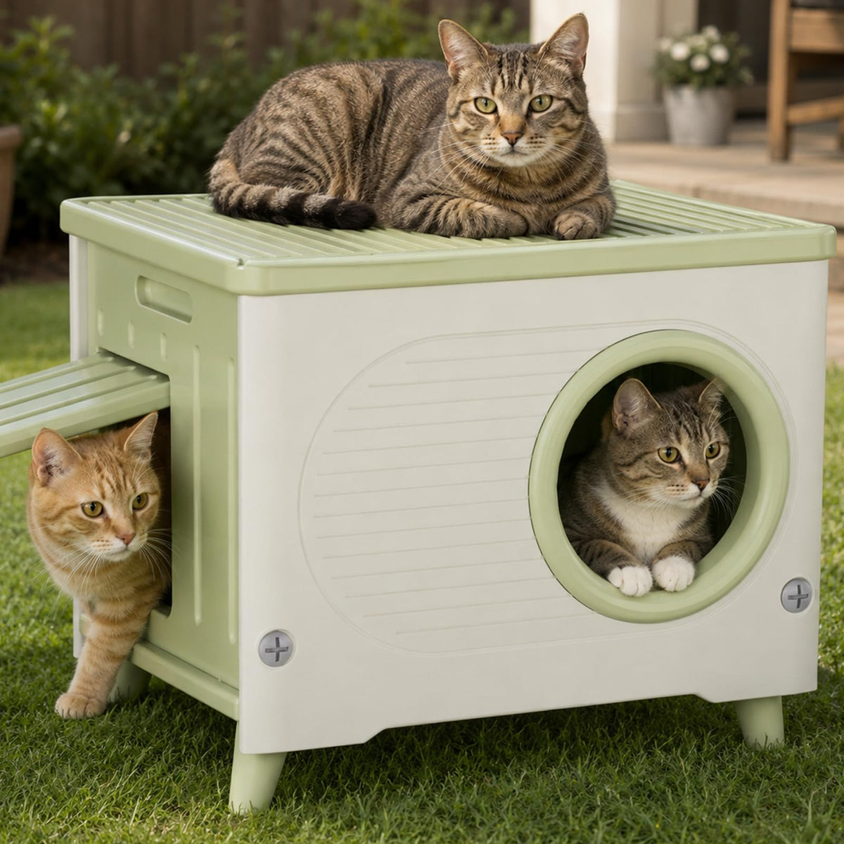 Extra Large Insulated Plastic Cat House with Escape Door X51803