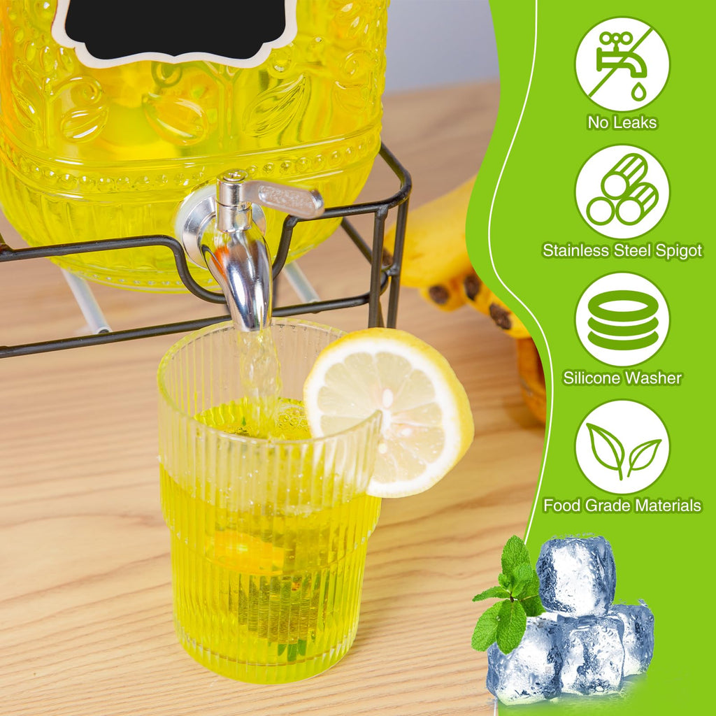 2-Pack 1 Gallon Glass Drink Dispensers with Spigot H962