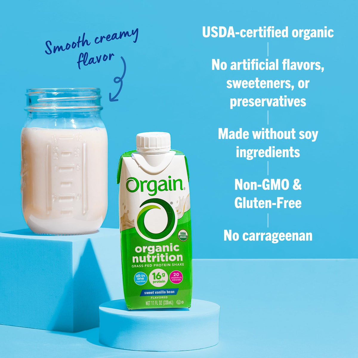 Organic Grass Fed 16g Protein Shake, Vanilla, 11oz, 12pk C748409