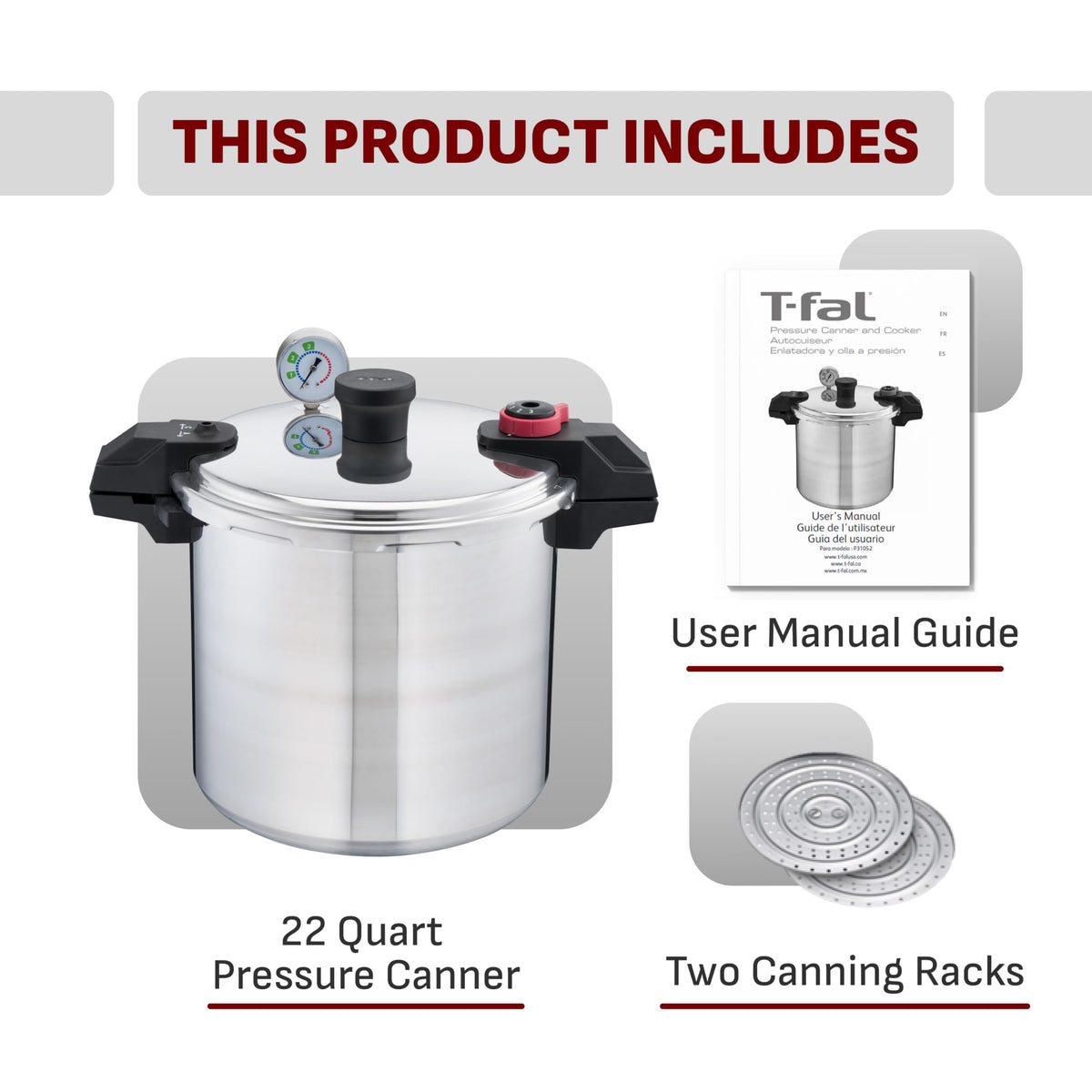 22-Quart Aluminum Pressure Canner with Racks U649