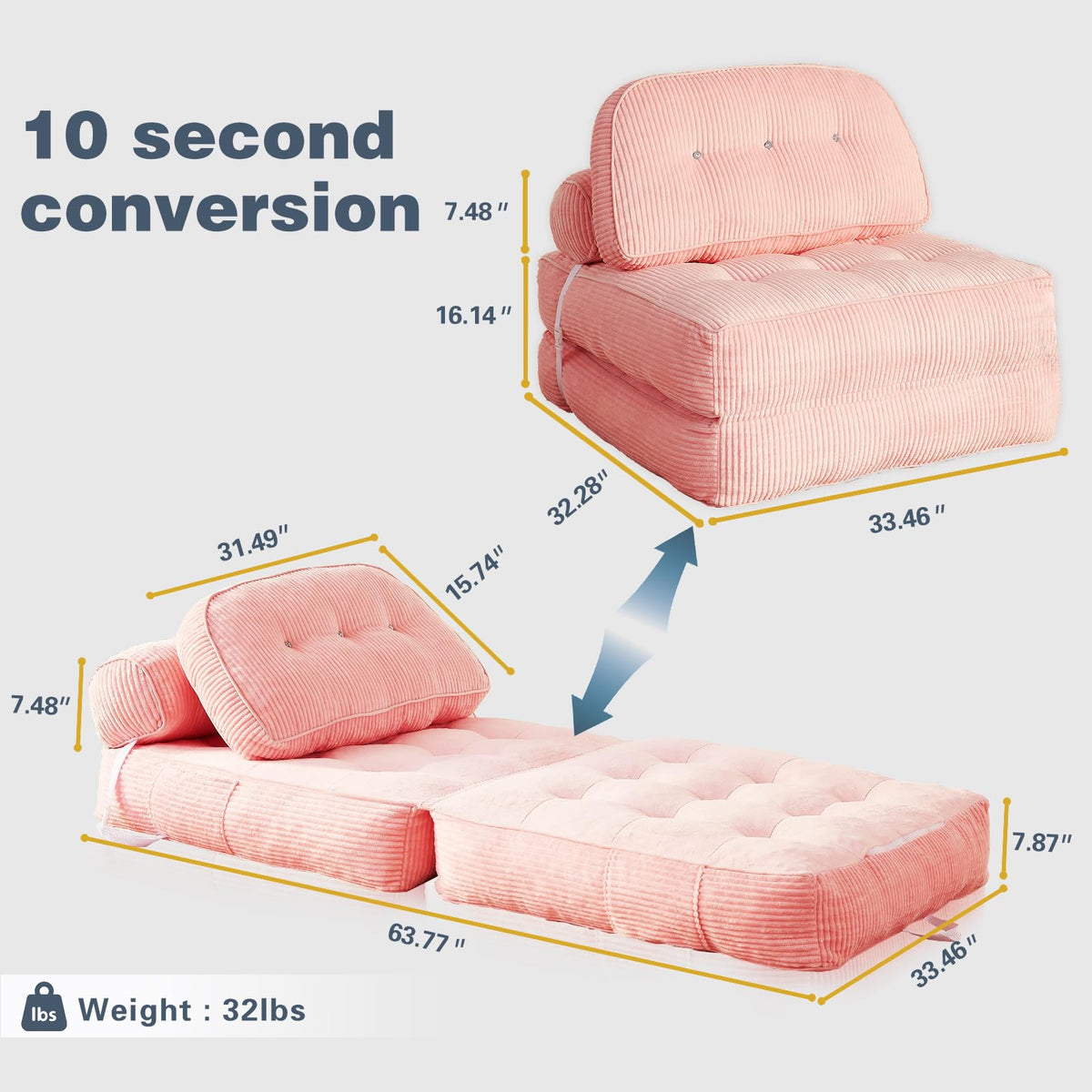 Convertible Futon Sofa Bed Chair M503