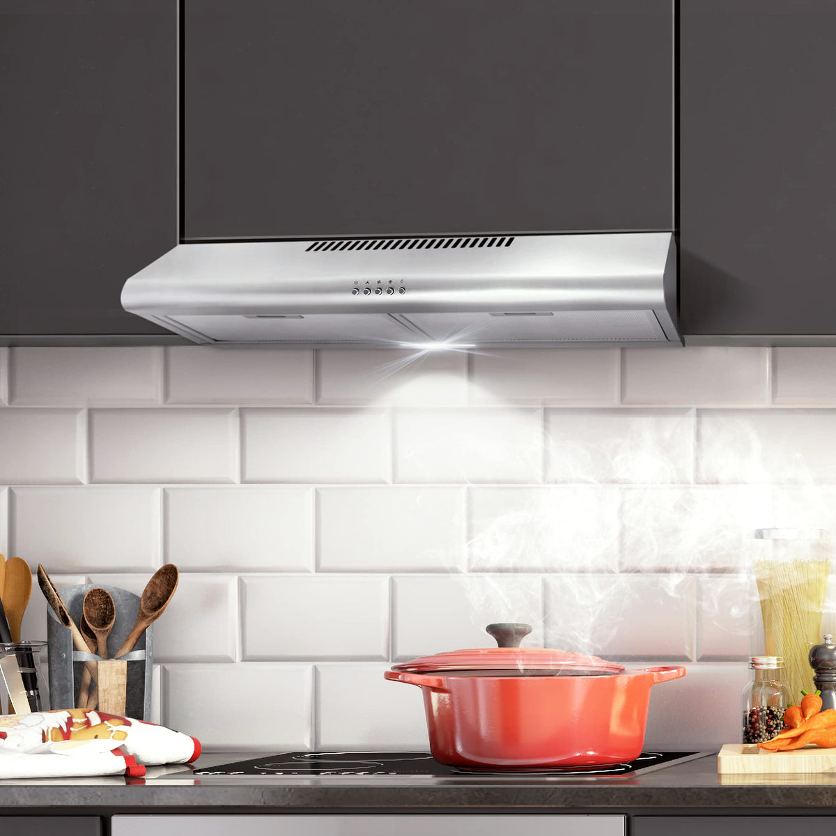 30 in. Under Cabinet Range Hood with LED Lights, Stainless Steel U8358