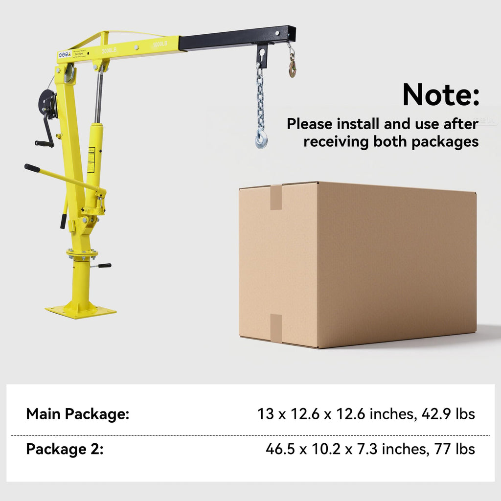 2000 lbs Folding Truck Crane with Hydraulic Winch A1707