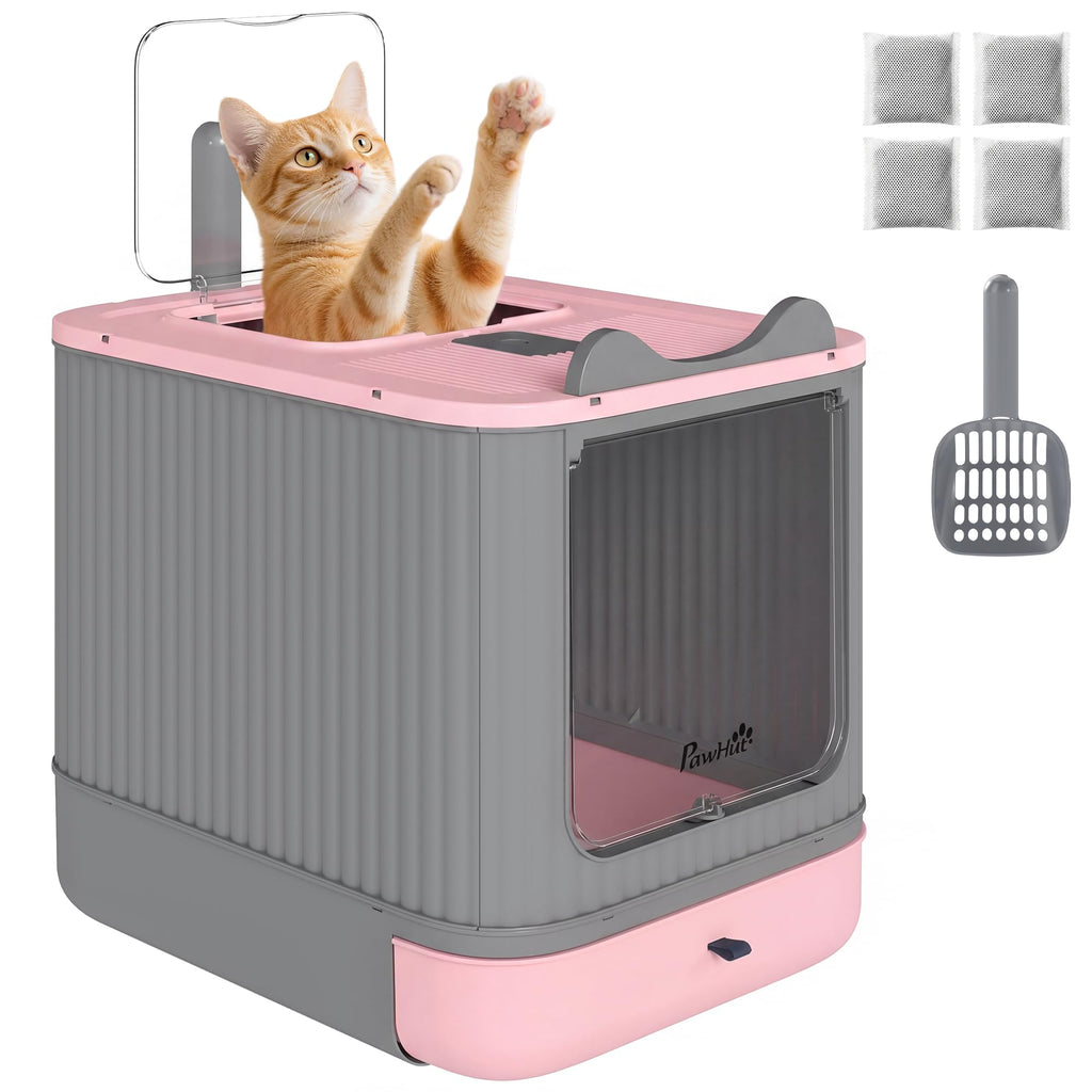 Pink Enclosed Cat Litter Box N1862