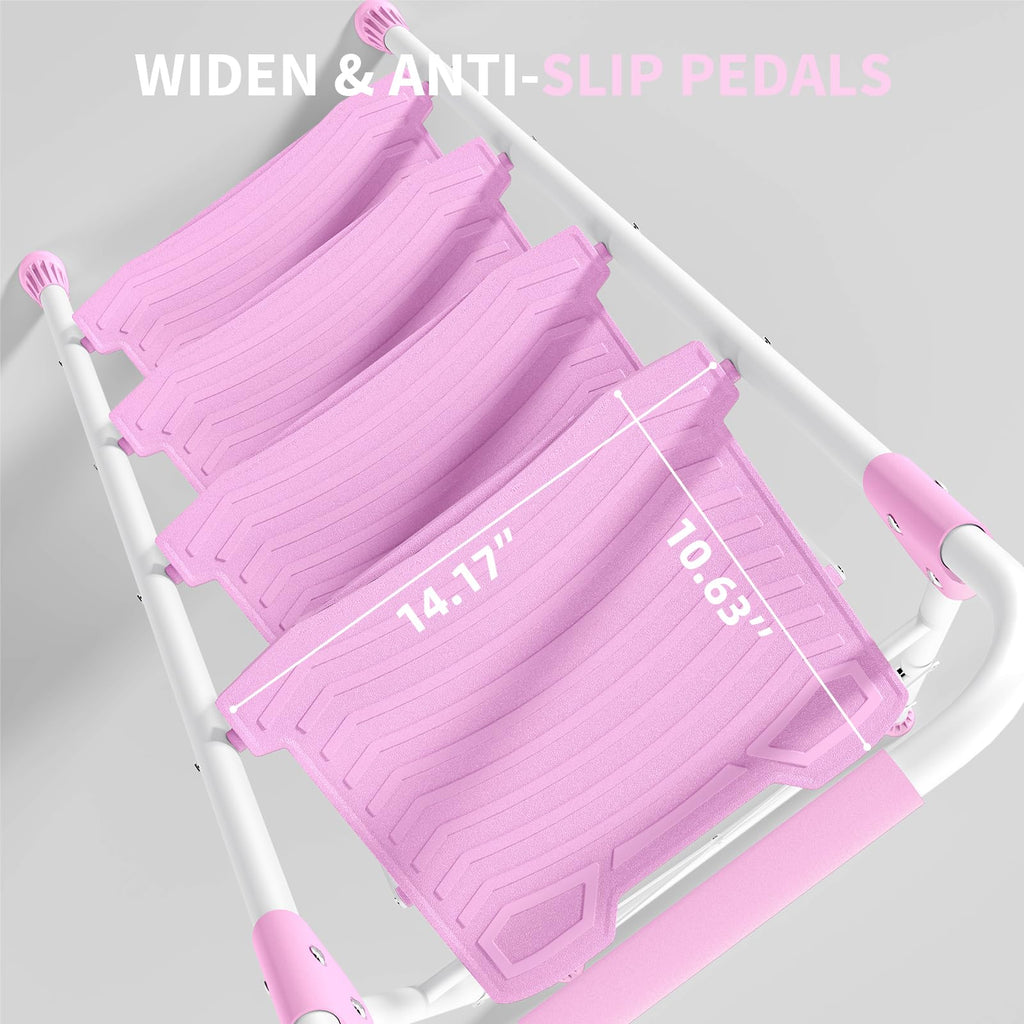 4 Step Pink Foldable Step Stool with Handrail L537