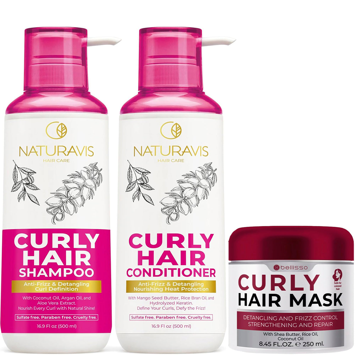 Curly Hair Shampoo and Conditioner Set and Mask V79635