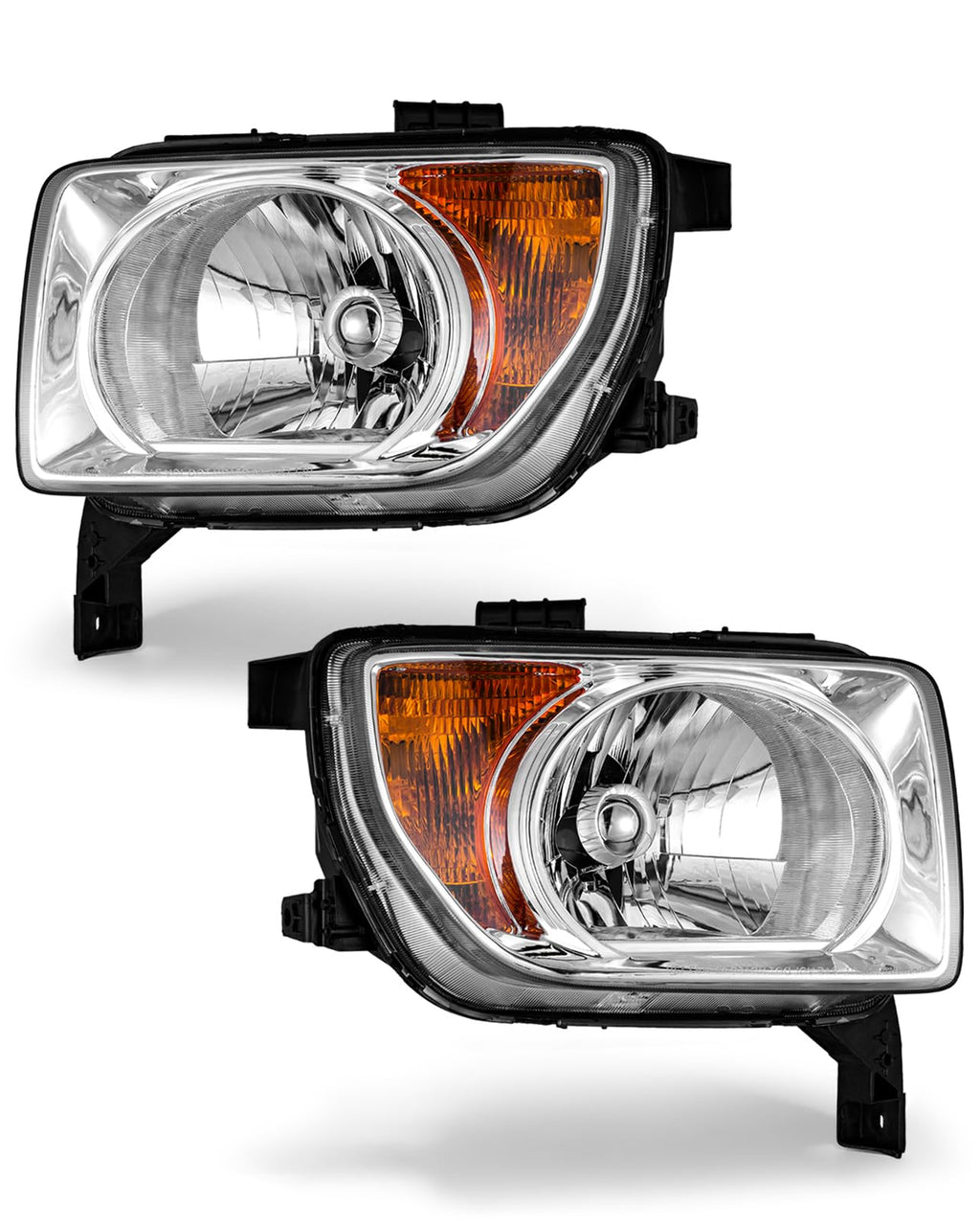 Honda Element 2003-2006 Headlight Assembly Chrome Housing Amber Reflector Driver and Passenger Side S3514