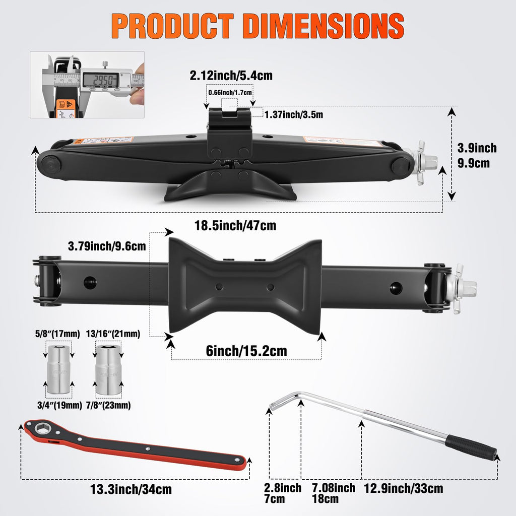 1.5 Ton Scissor Jack with Ratchet Lug Wrench H54951