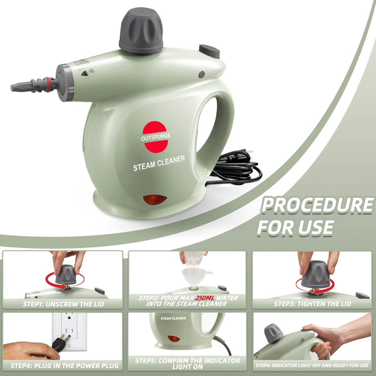 Handheld Pressurized Steam Cleaner with 13 Accessories O5823
