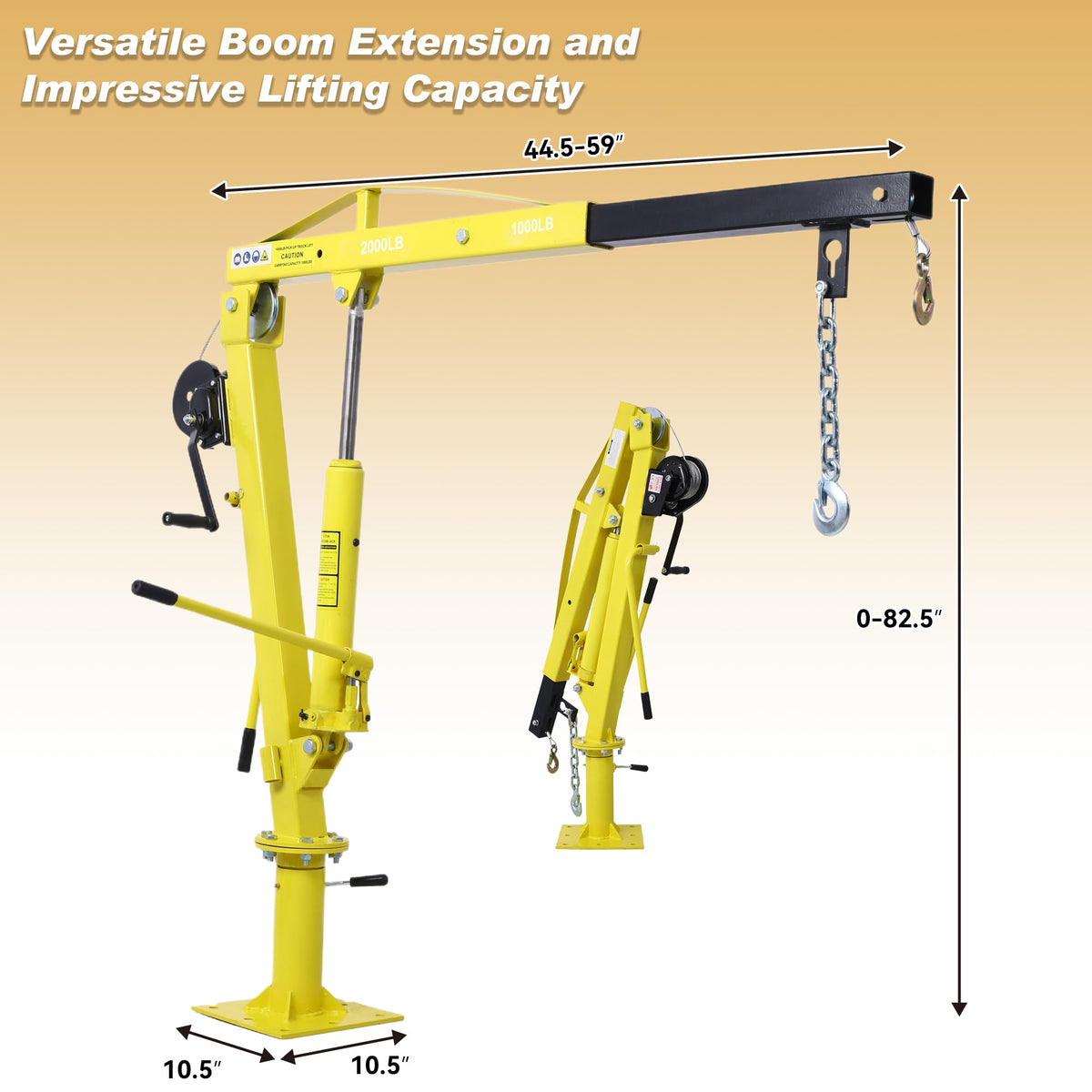 2000 lbs Folding Truck Crane with Hydraulic Winch A1707