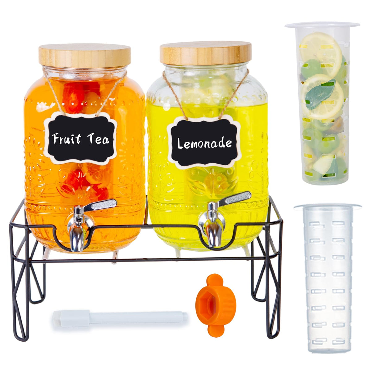 2-Pack 1 Gallon Glass Drink Dispensers with Spigot H962