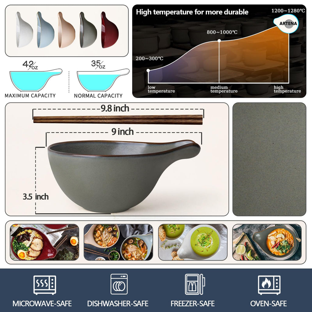 42oz Ceramic Ramen Bowl Set of 4 Q5648
