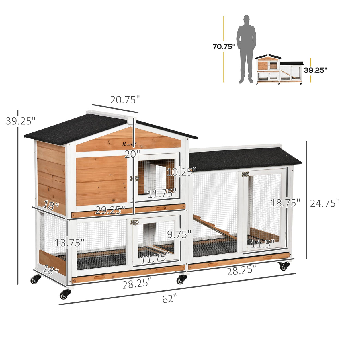 62" Rabbit Hutch with Wheels F4411