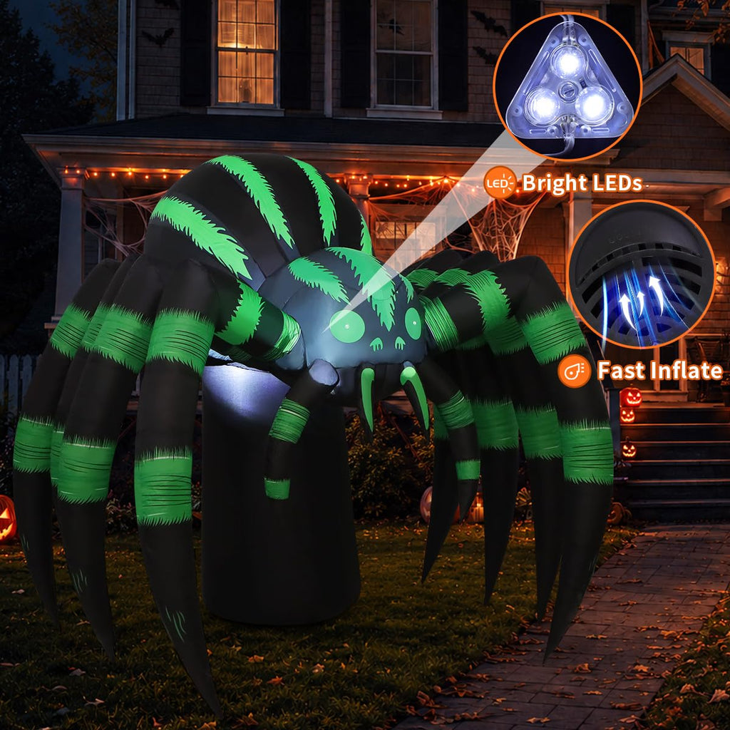 7 FT Inflatable Spider Outdoor Decoration with LED Lights V6898