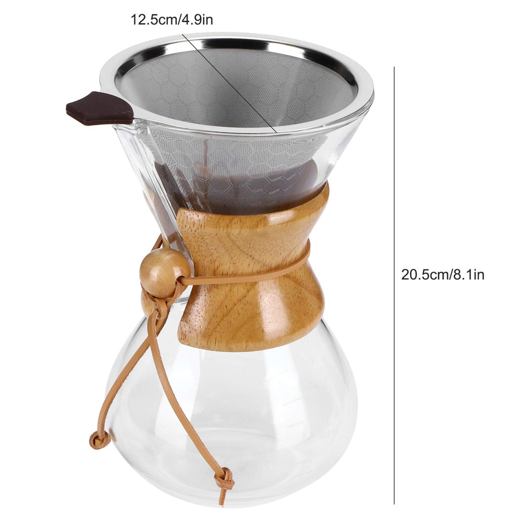 600ml High Temp Glass Coffee Drip Pot with Reusable Filter H108