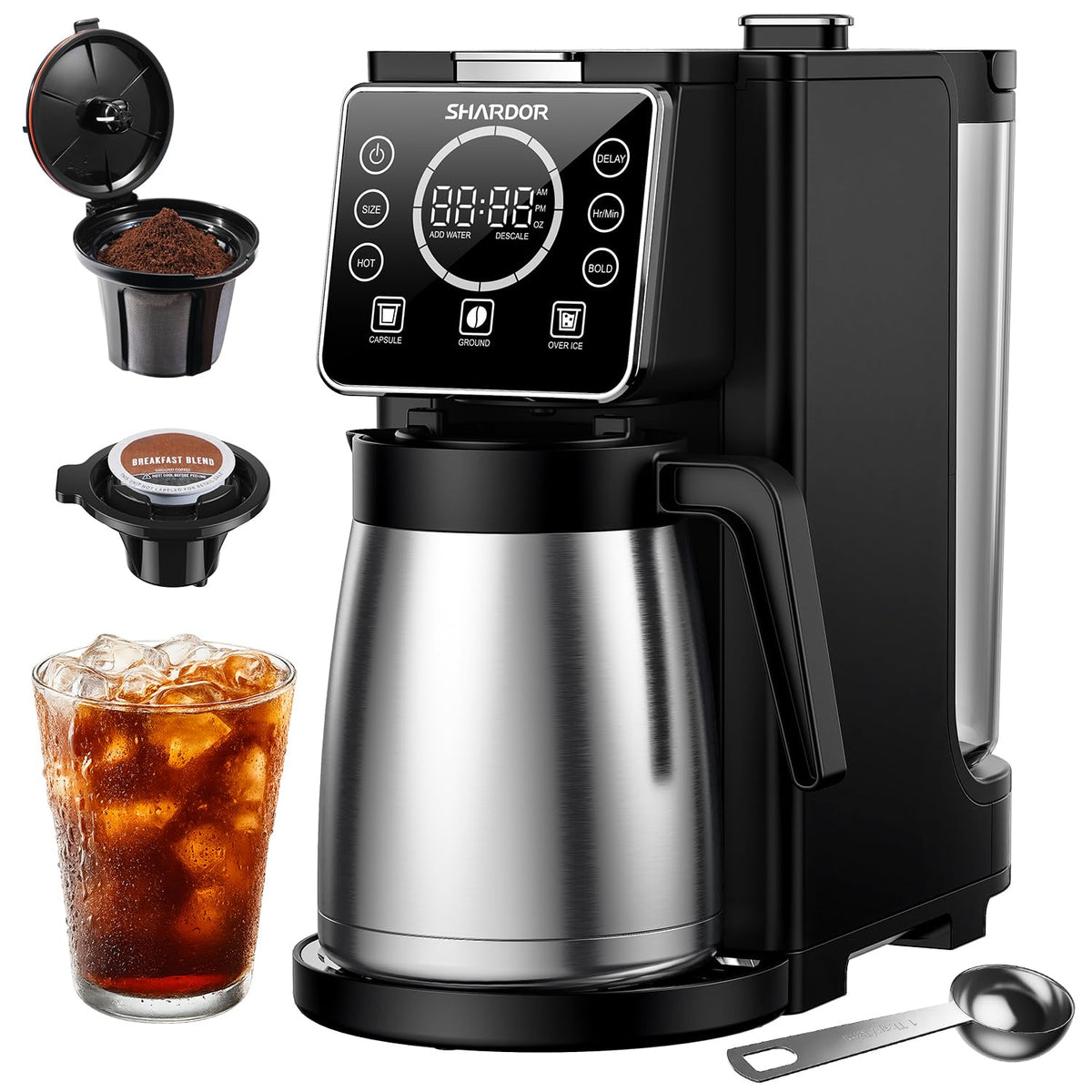 Single Serve Coffee Maker with Thermal Carafe, Matte Black F53134