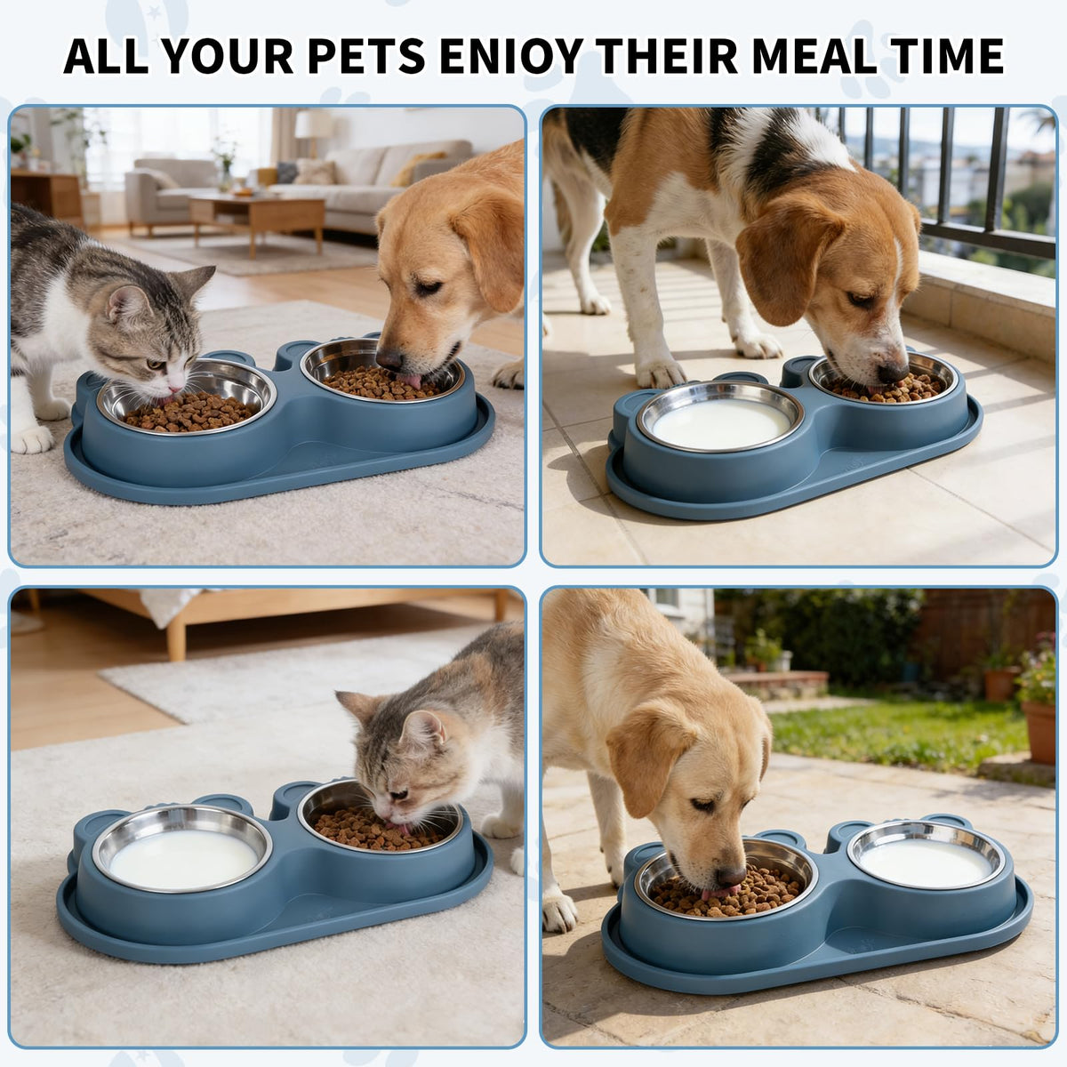 Stainless Steel Double Pet Bowls with Non-Slip Base C26945