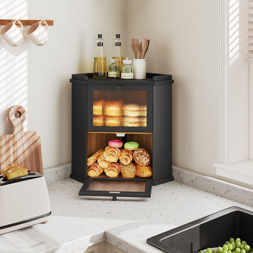 2-Tier Bamboo Bread Box V827
