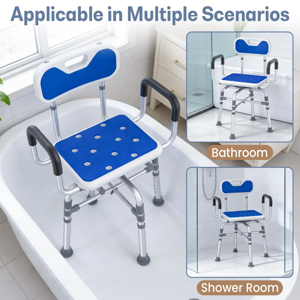 550 lbs Capacity Swivel Shower Chair with Back and Arms L412