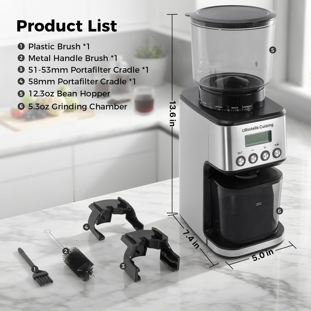 Silver Conical Burr Coffee Grinder T5299