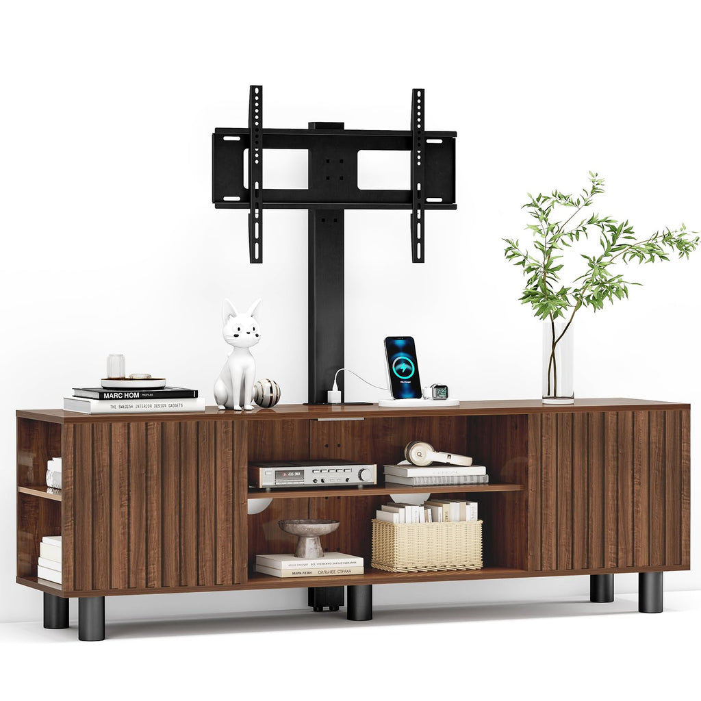 Walnut TV Stand with Mount for 65-75 Inch TV Q789582