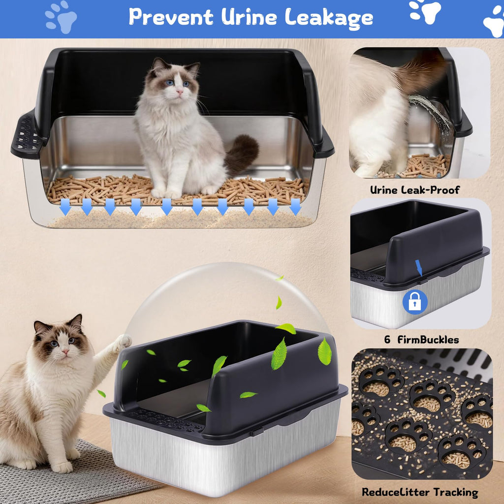 Stainless Steel Sifting Litter Box with Lid H986