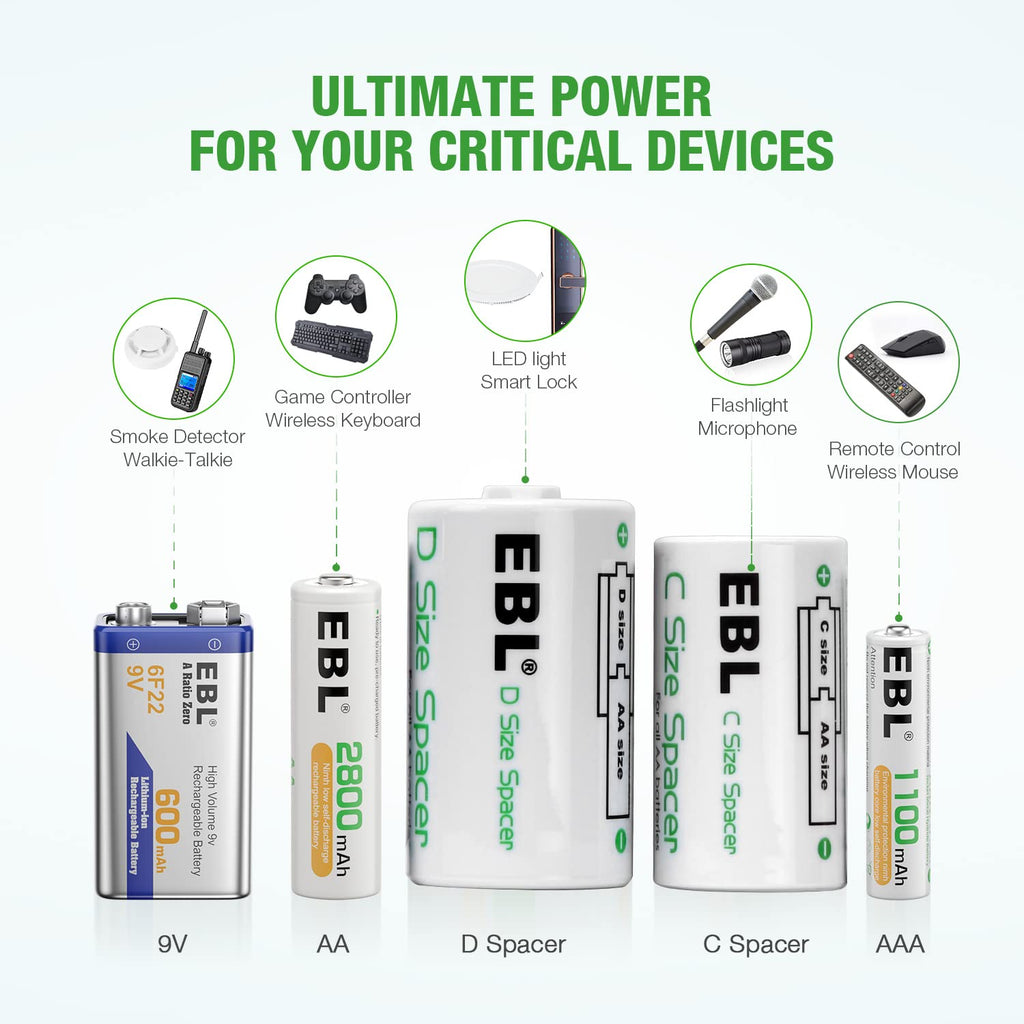Rechargeable Batteries with Battery Organizer Storage Box O810