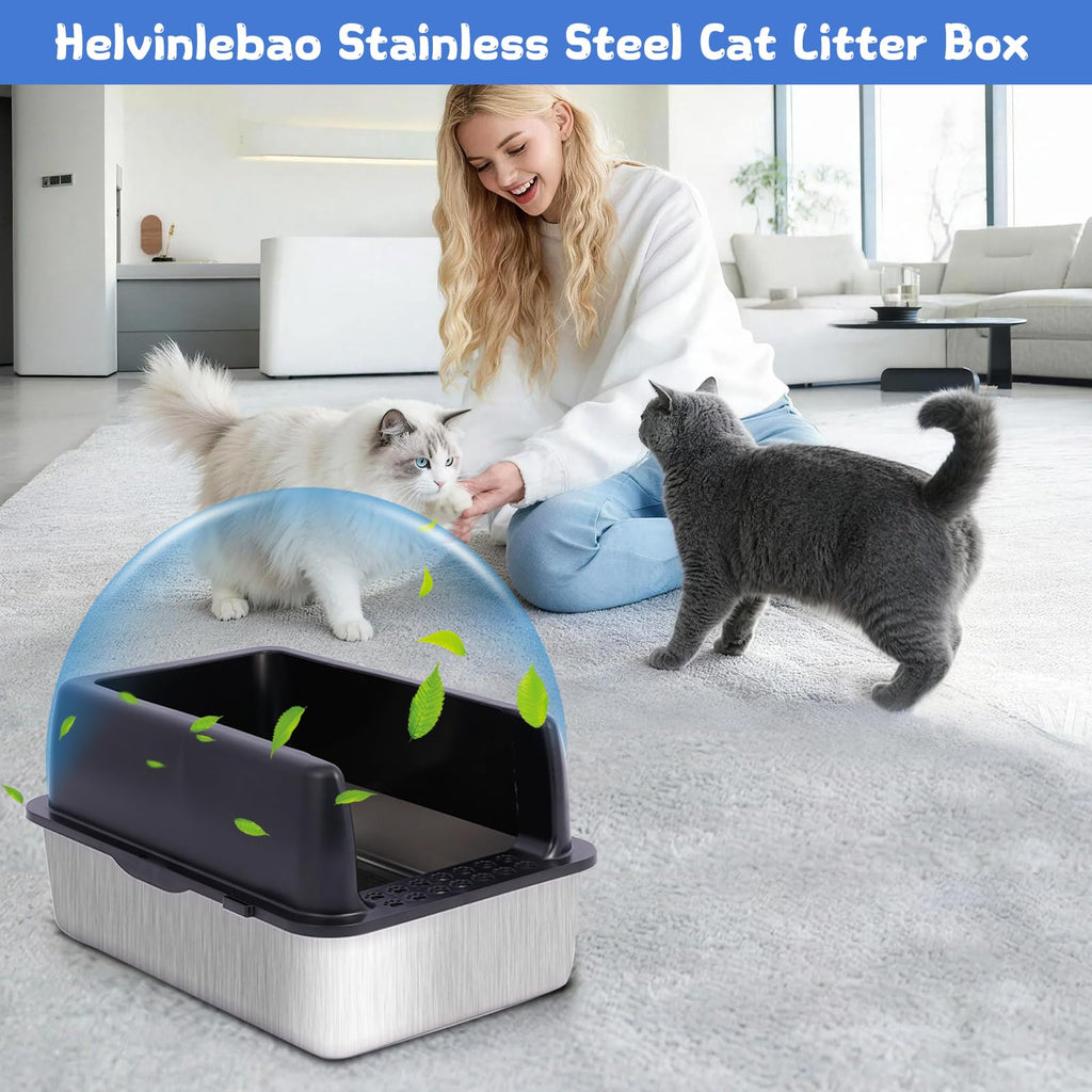 Stainless Steel Sifting Litter Box with Lid H986