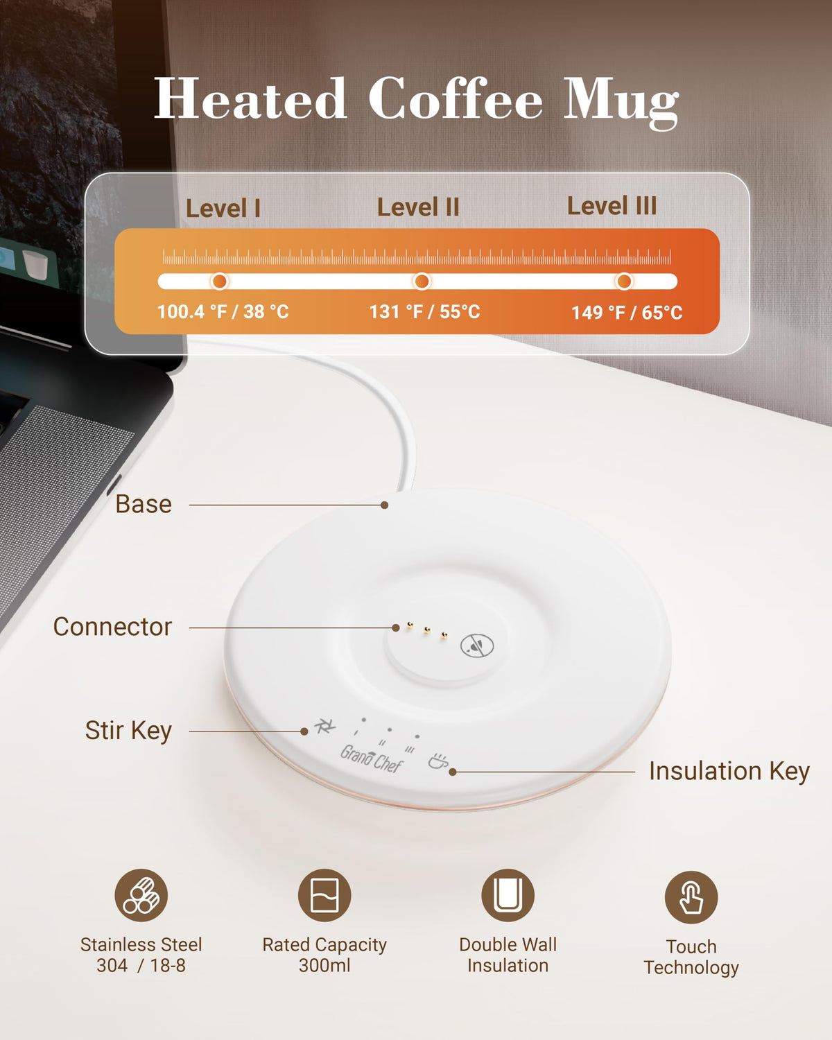 Self-Heating 10oz Temperature Controlled Coffee Mug with Dripper I126965