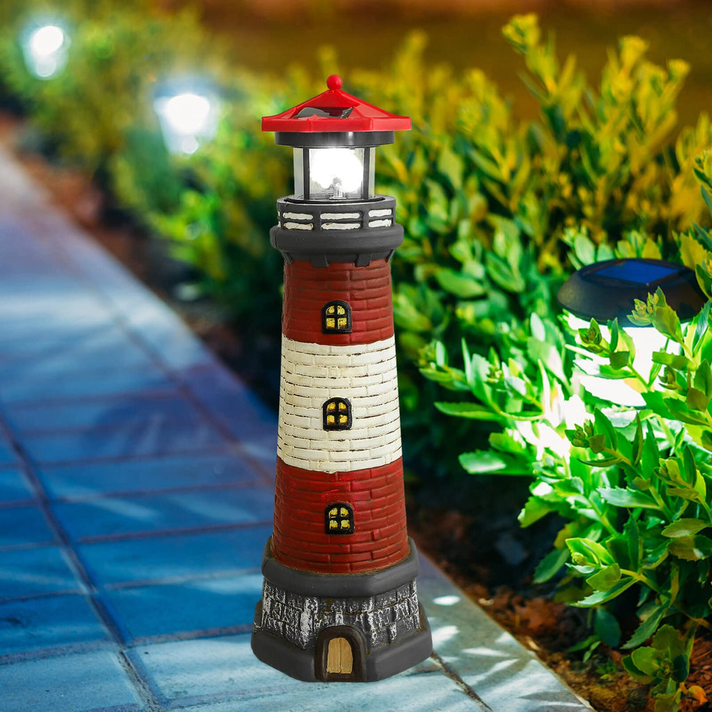Solar Rotating Lighthouse Outdoor Lantern Resin Street Light K72438