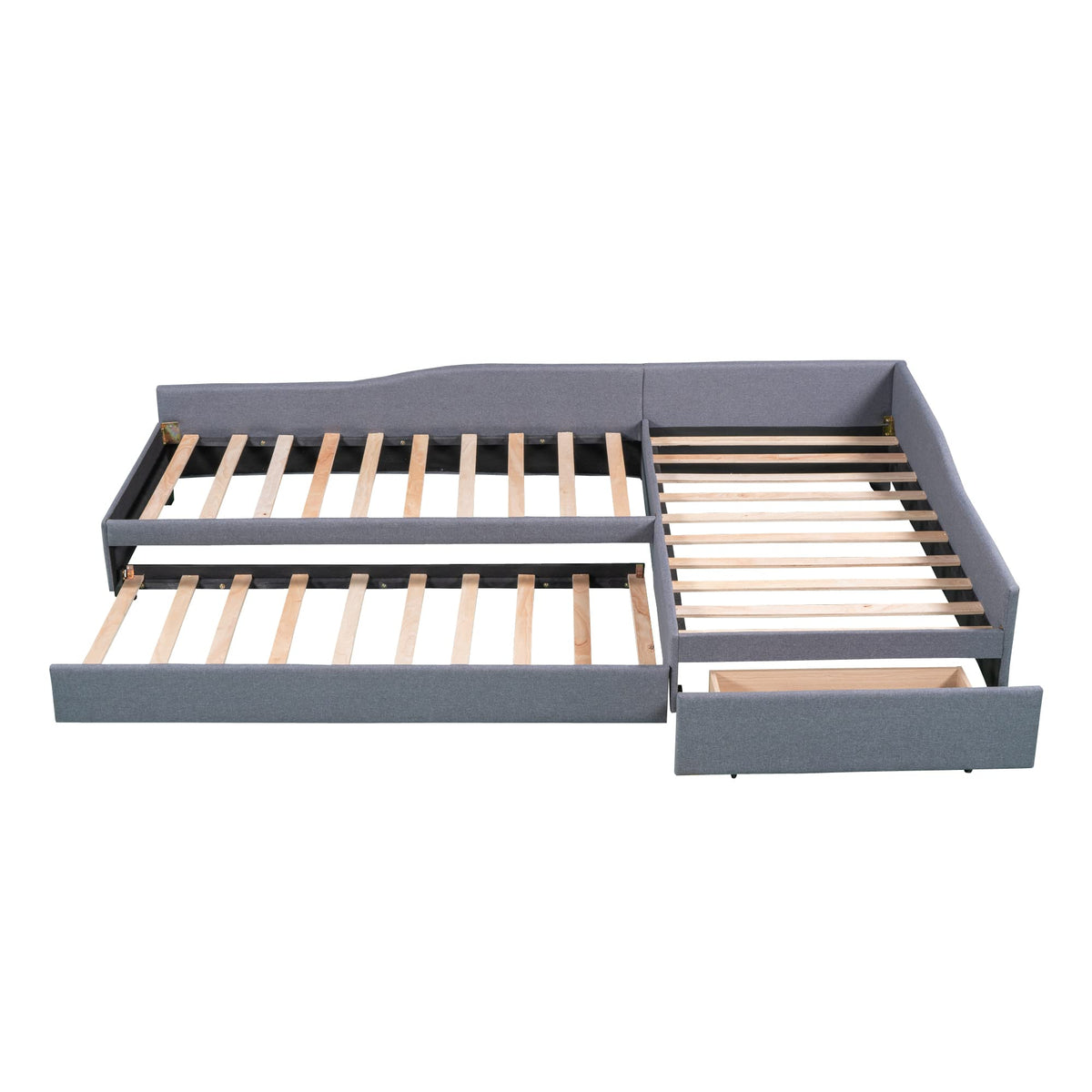 L Shaped Twin Daybed with Trundle and Storage Drawers N936