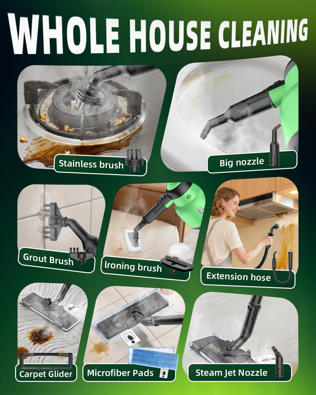 1400W 12-in-1 Steam Mop with Detachable Handheld Steam Cleaner M527