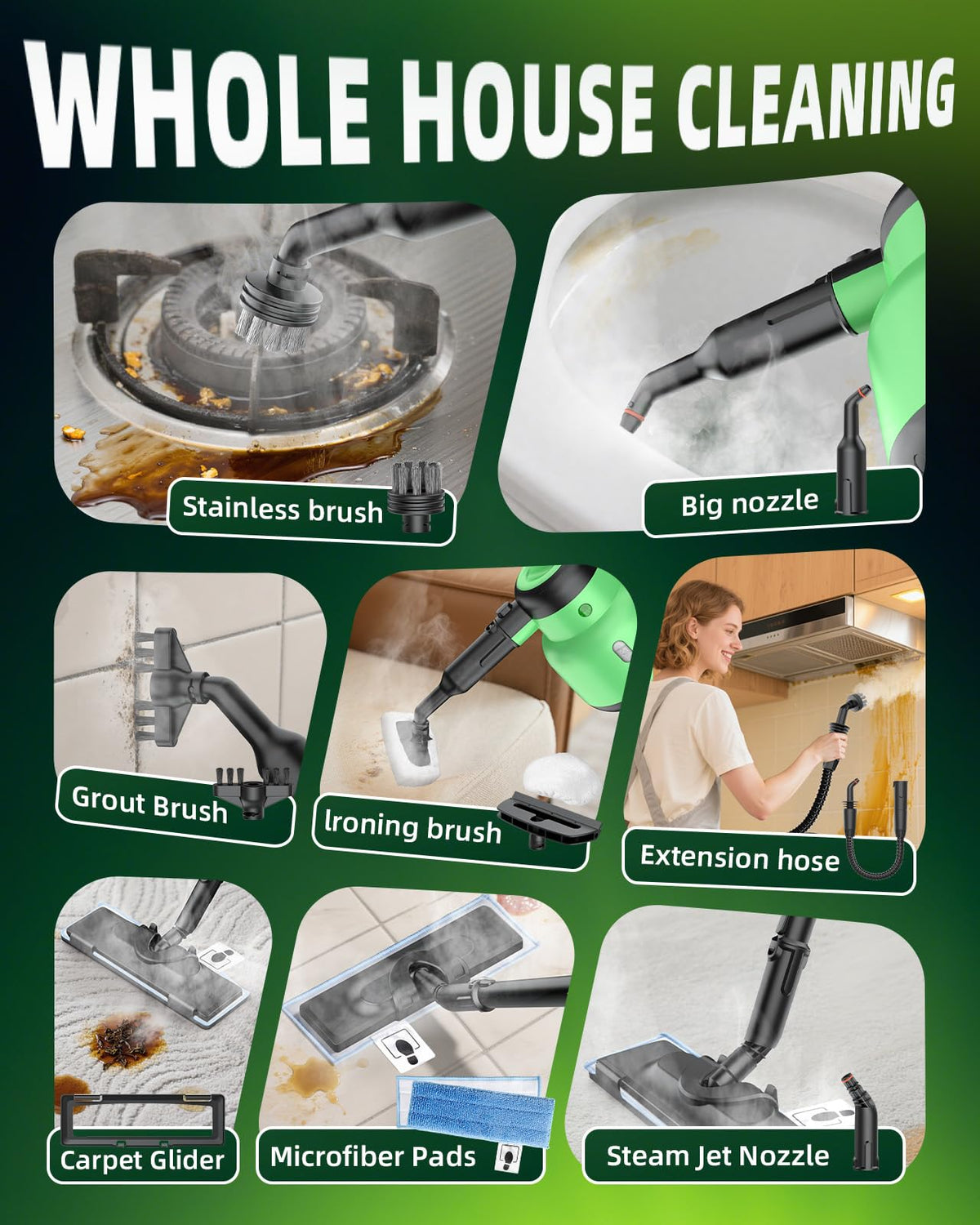 1400W 12-in-1 Steam Mop with Detachable Handheld Steam Cleaner M527