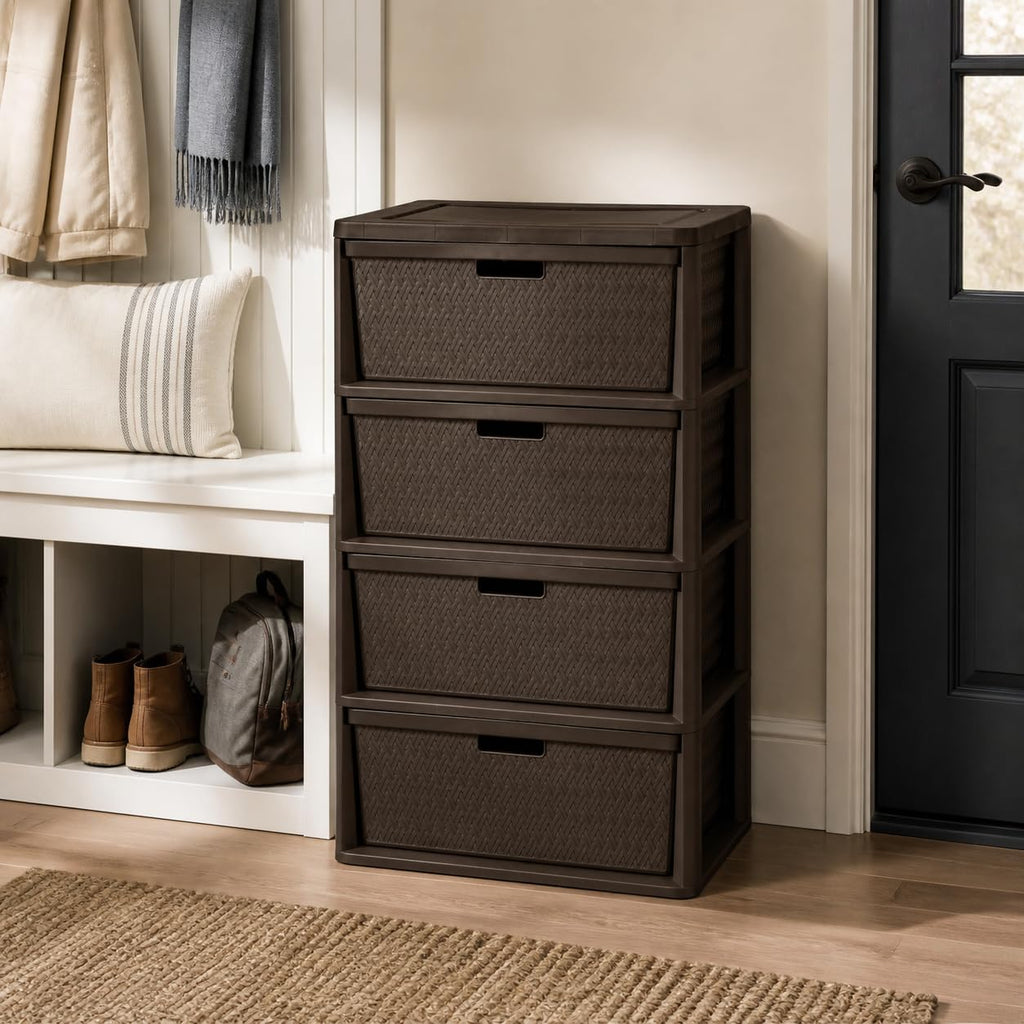 Brown 4 Drawer Plastic Storage Organizer I464056