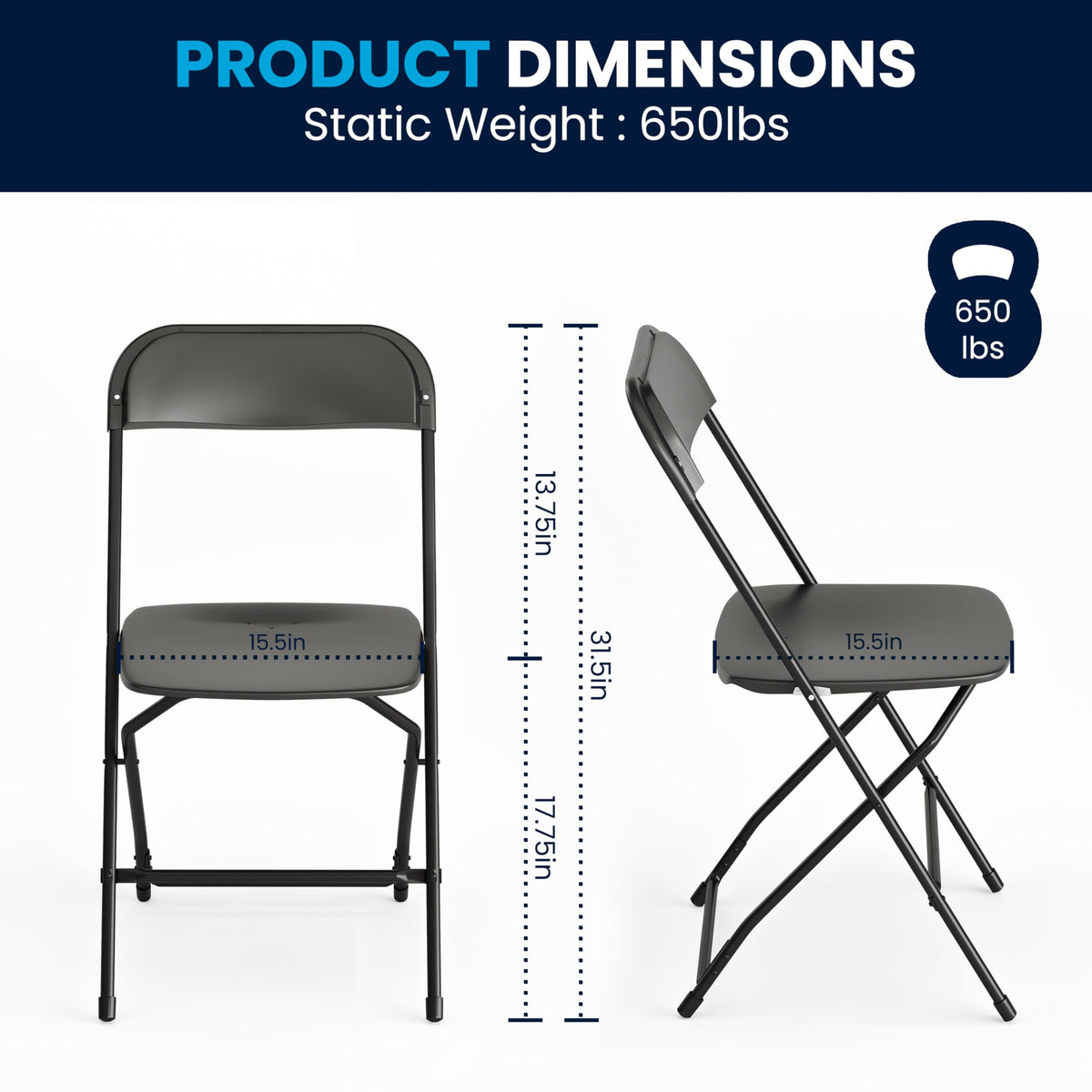 Black Plastic Folding Event Chair 10-Pack W252