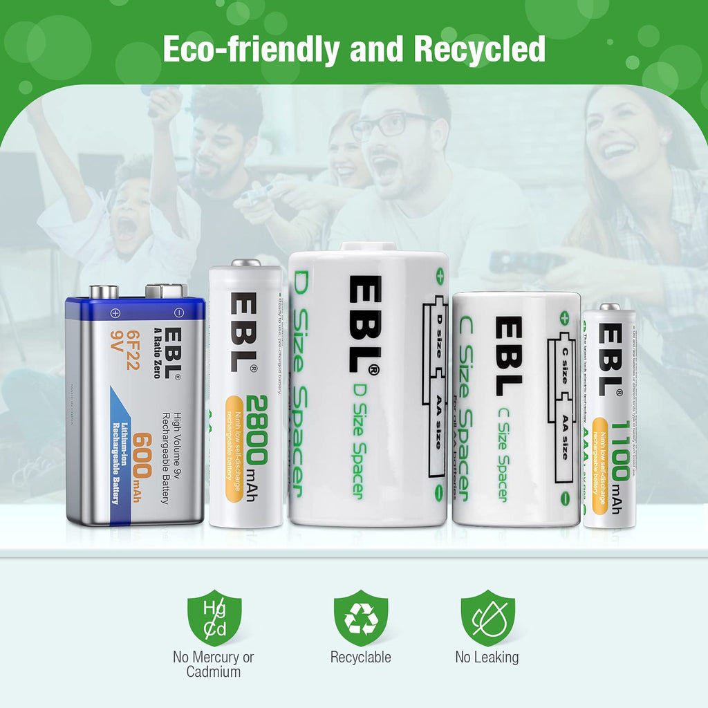 Rechargeable Batteries with Battery Organizer Storage Box O810