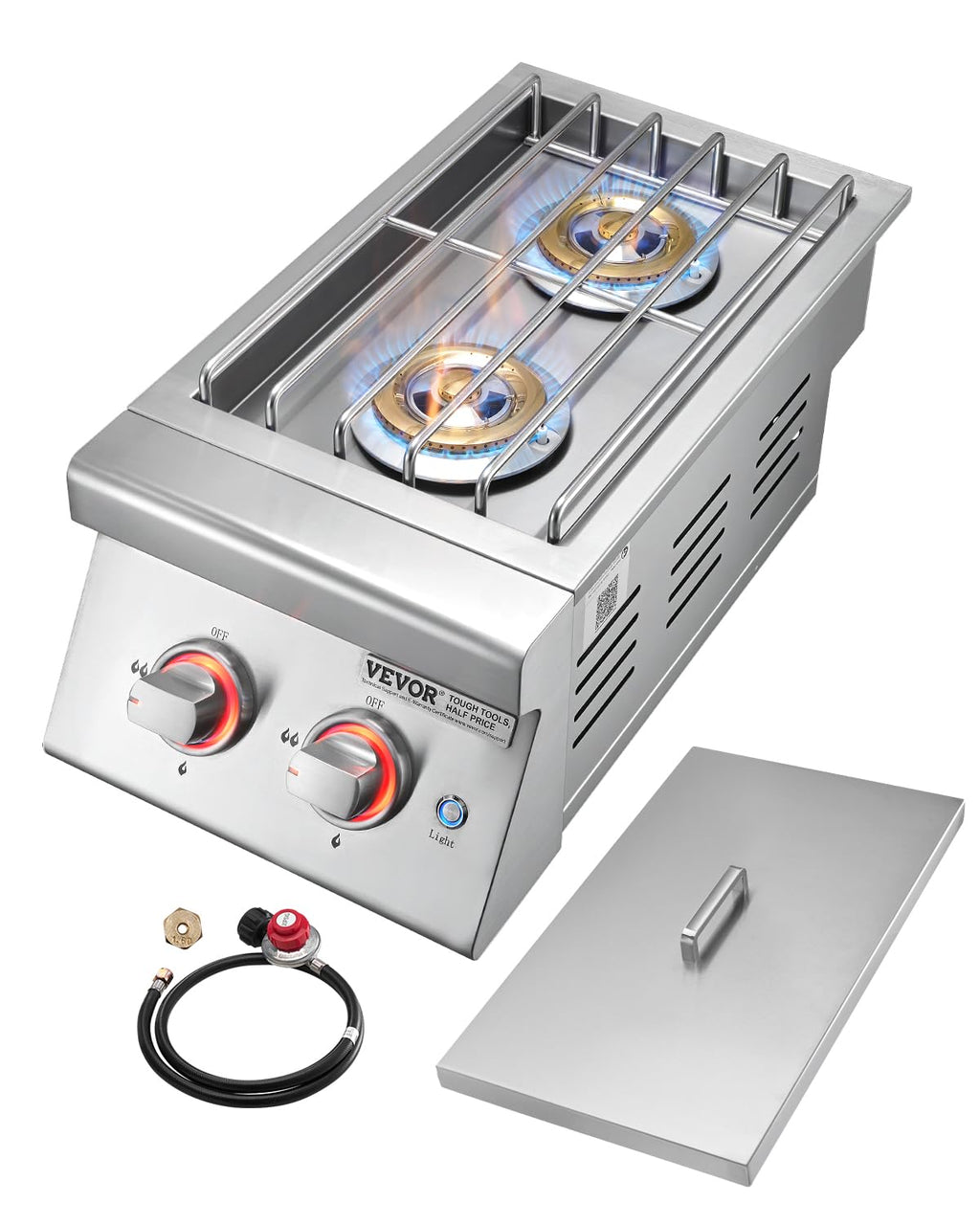 Double Side Burners, 2 x 17,000BTU Liquid Propane, Convertible to Natural Gas, 304 Stainless Steel Built-in C448457