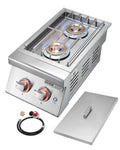 Double Side Burners, 2 x 17,000BTU Liquid Propane, Convertible to Natural Gas, 304 Stainless Steel Built-in C448457