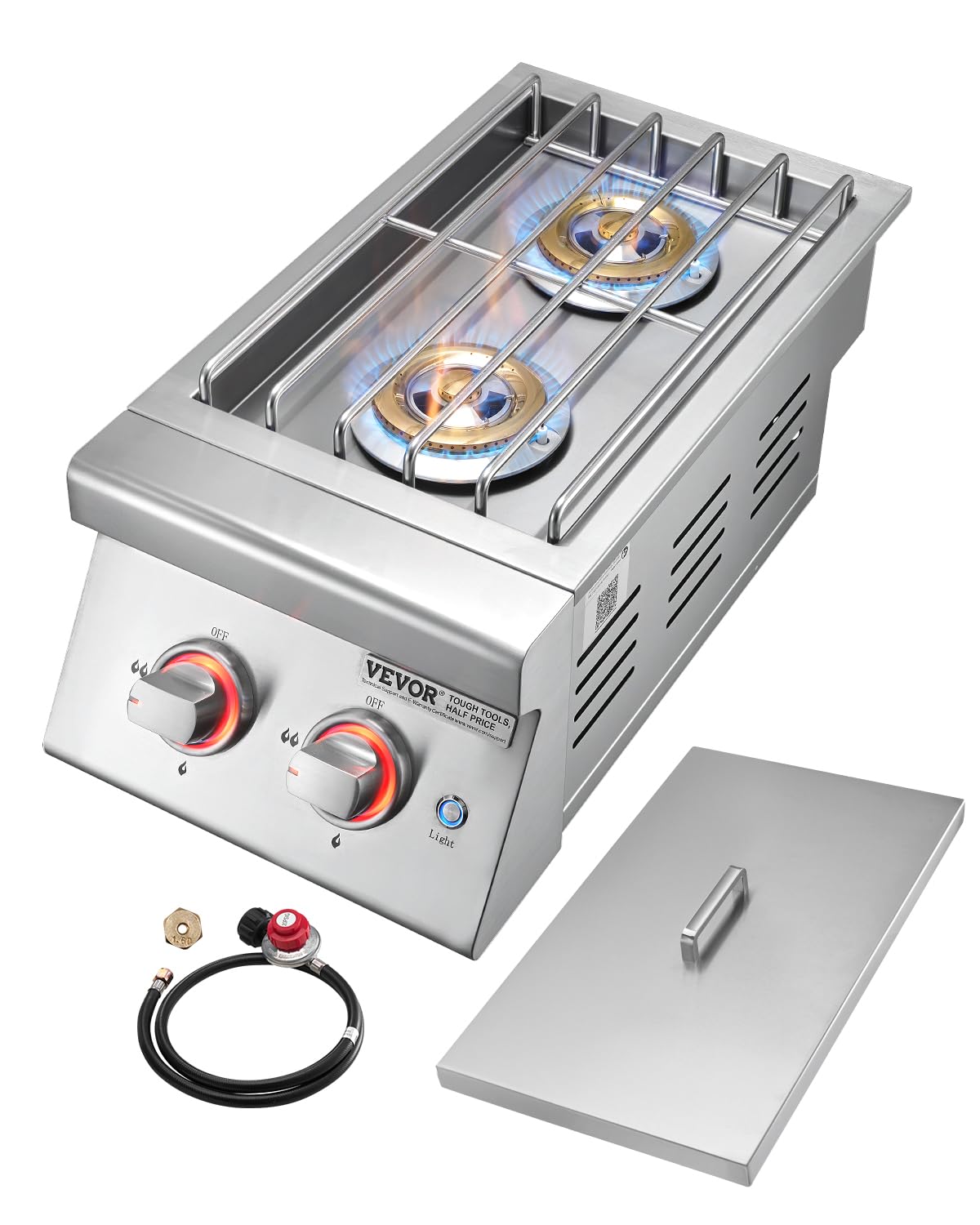Double Side Burners, 2 x 17,000BTU Liquid Propane, Convertible to Natural Gas, 304 Stainless Steel Built-in C448457