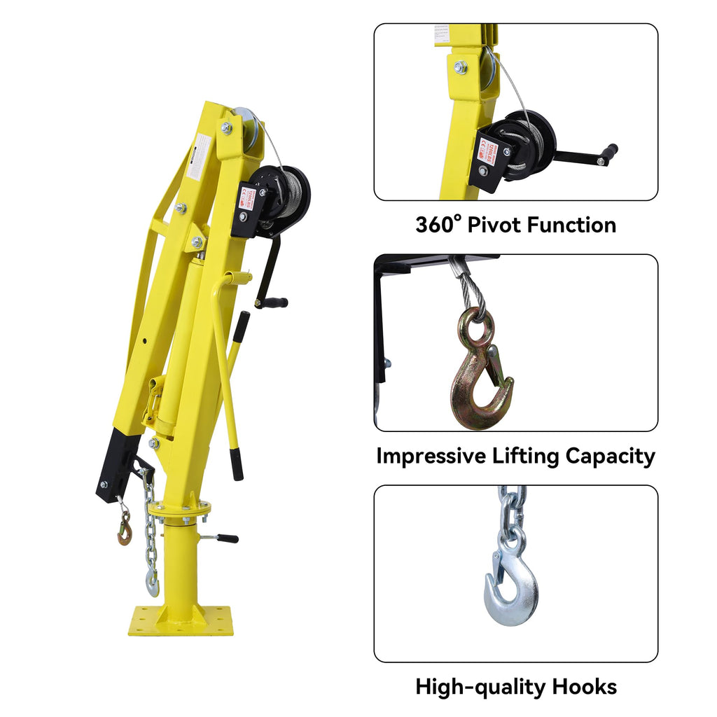 2000 lbs Folding Truck Crane with Hydraulic Winch A1707