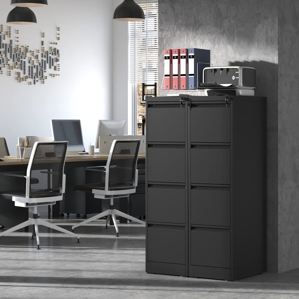 4 Drawer Black Metal File Cabinet with Lock S156457