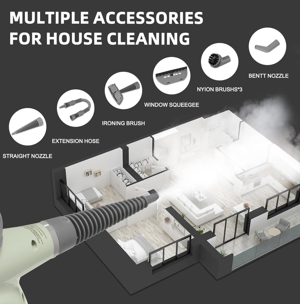 Handheld Pressurized Steam Cleaner with 13 Accessories O5823