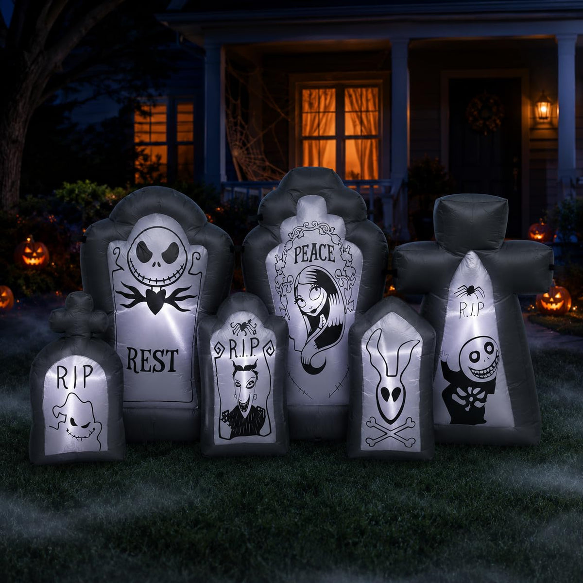 6.9FT Inflatable Tombstone Set with Built-in LED Lights D667