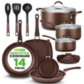 14-Piece Nonstick Brown Cookware Set H45251