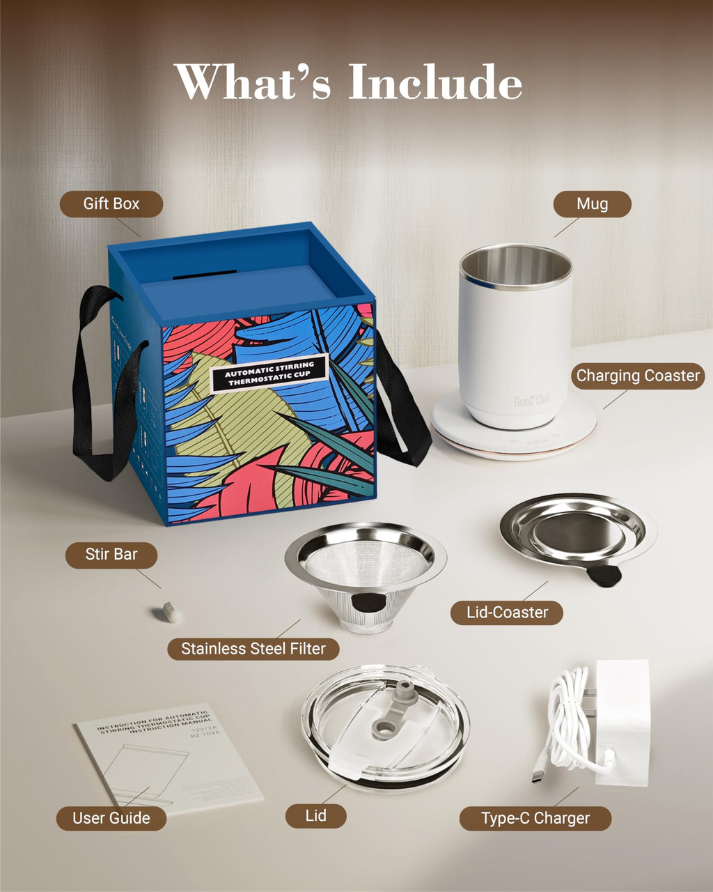Self-Heating 10oz Temperature Controlled Coffee Mug with Dripper I126965