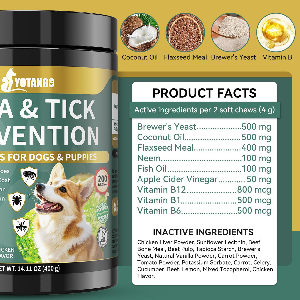 Flea and Tick Prevention for Dogs Chewable 200 Ct C251