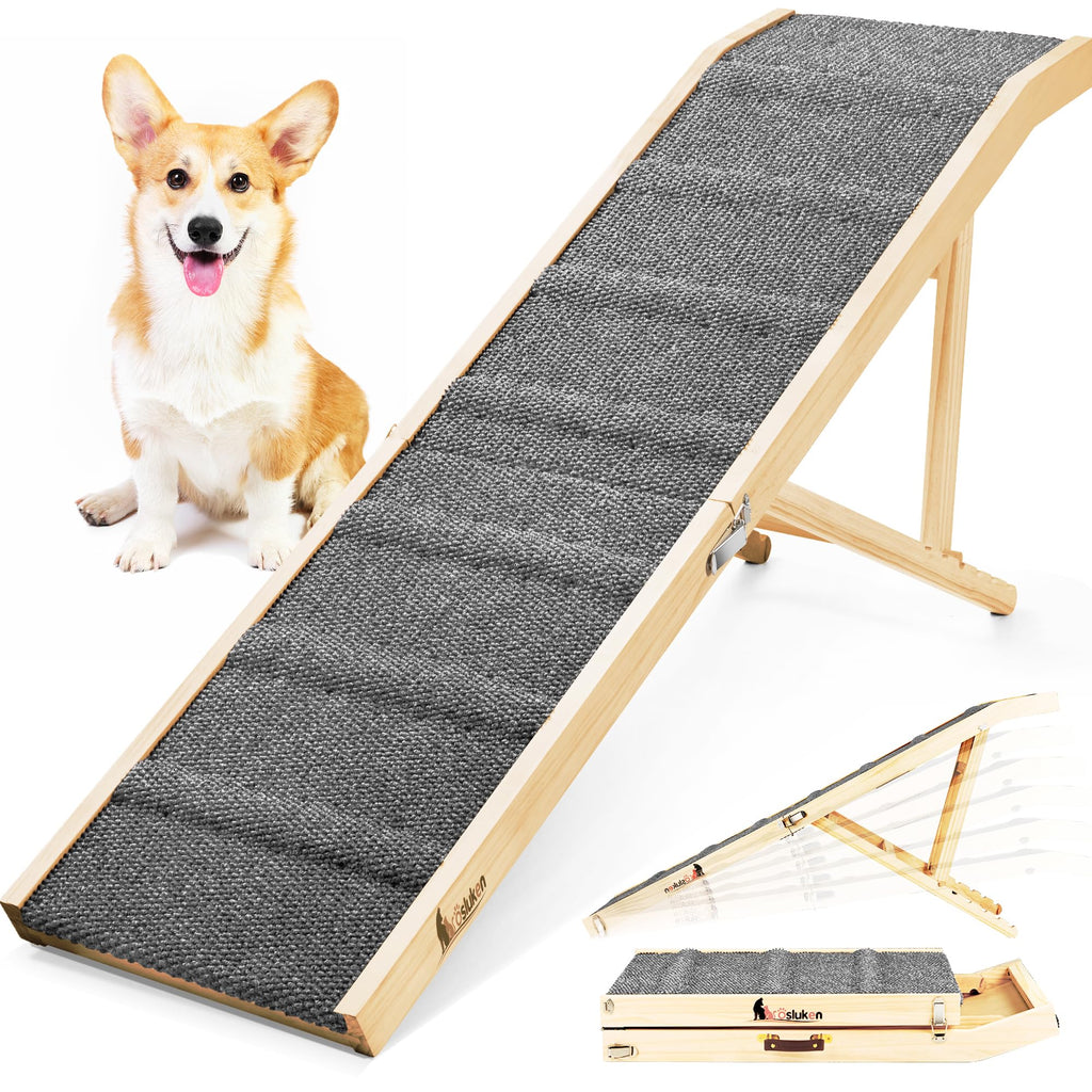 Foldable Dog Ramp with Platform 6 Adjustable Heights W731