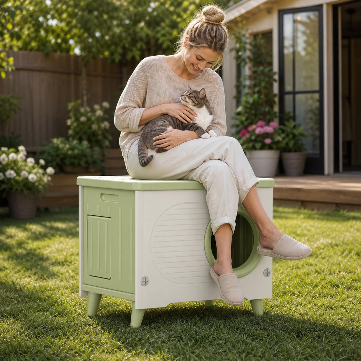 Extra Large Insulated Plastic Cat House with Escape Door X51803